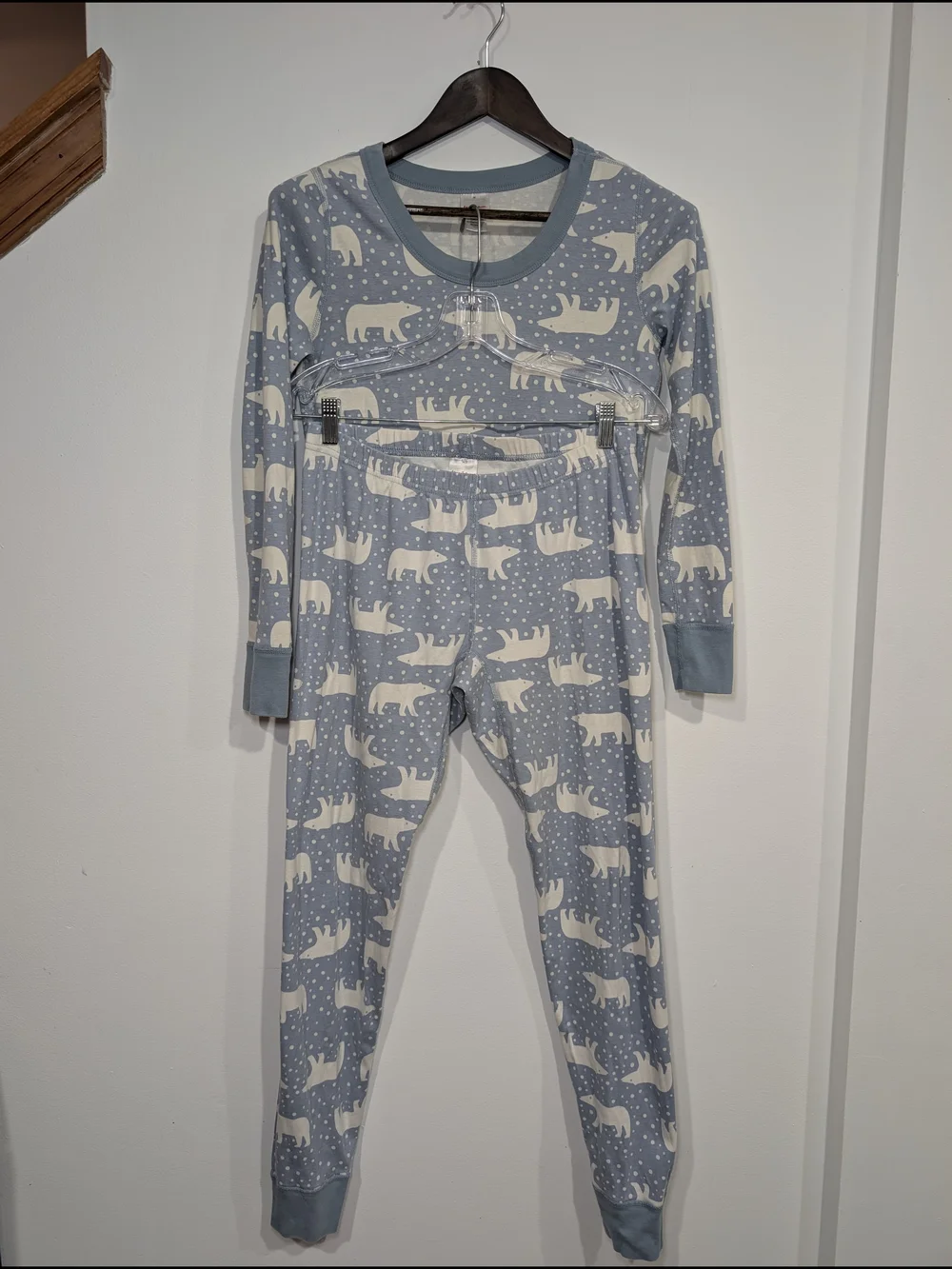 Hanna Andersson MD Organic Cotton Light Blue White Polar Bear Pajama Set